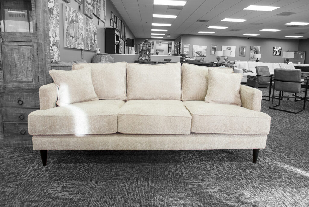 Compact track-arm sofa (Adrian) with firm cushions and clean lines. $900 out the door with tax and delivery included!